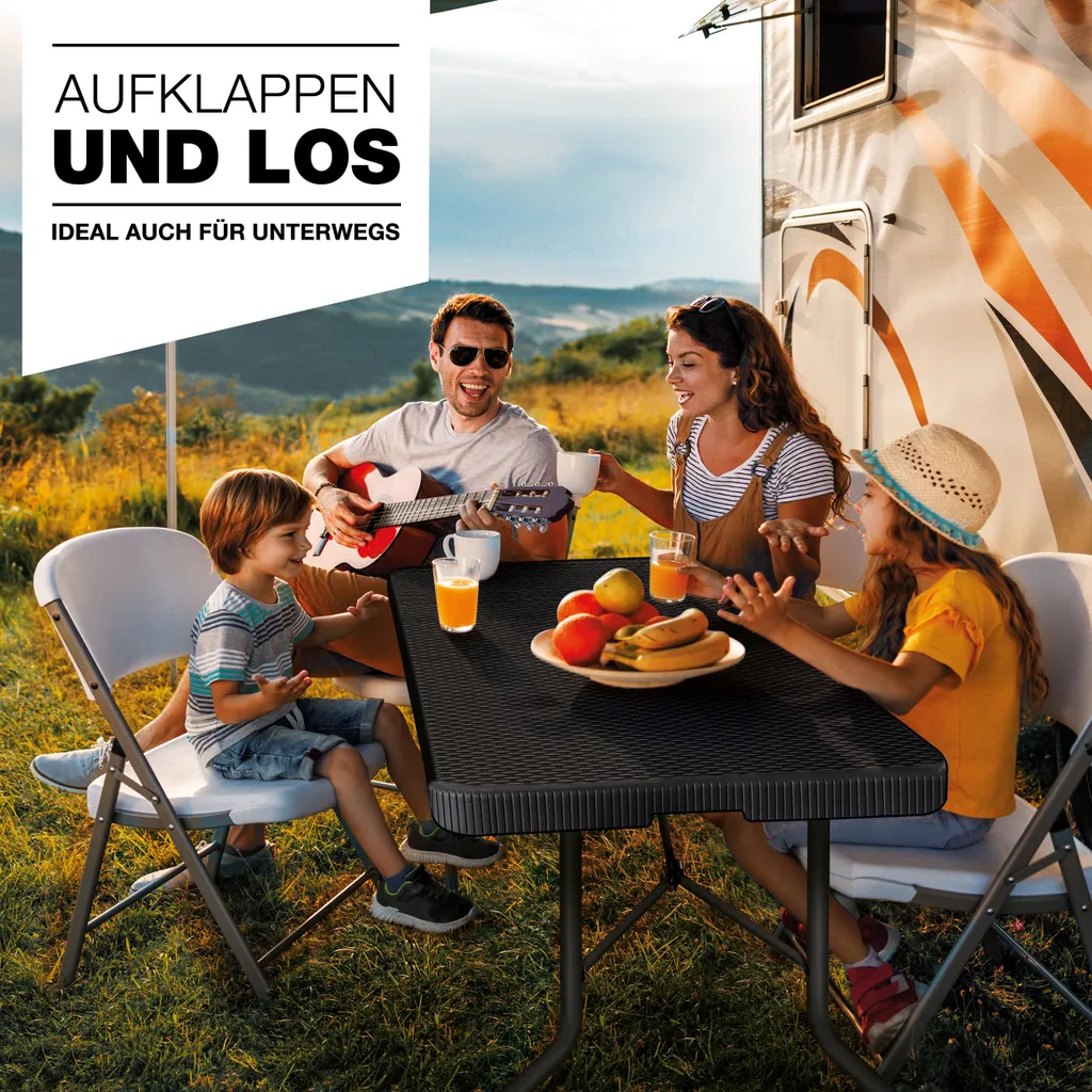 Tillvex Gartentisch Klappbar Rattan Optik 180x75cm | Buffettisch Mit Tragegriff | Klapptisch Für Garten Terrasse Und Balkon | Campingtisch 6 Personen 7 Tillvex Gartentisch Klappbar Rattan Optik 180x75cm | Buffettisch Mit Tragegriff | Klapptisch Für Garten Terrasse Und Balkon | Campingtisch 6 Personen – Bild 7