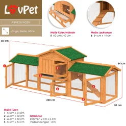LOVPET® Kaninchenstall Hasenstall XXL Kleintiergehege Premium - Große Für Bis 4 Hasen Doppelstockhaus - 2 Ebenen - Hasenkäfig Meerschweinchen Freilauf Garten - Winterfest Holz 220x50x86 Cm, Farbe:Braun 15 LOVPET® Kaninchenstall Hasenstall XXL Kleintiergehege Premium - Große Für Bis 4 Hasen Doppelstockhaus - 2 Ebenen - Hasenkäfig Meerschweinchen Freilauf Garten - Winterfest Holz 220x50x86 Cm, Farbe:Braun -Garten- & Gewächshäuser Geschäft c062419b7a07ac0e004b0eee5aff6b24