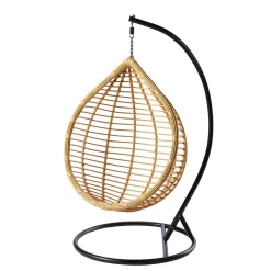 Mirjan24 Hängesessel Bali, Stilvoll Hängekorb, Gartensessel Mit Stahlskelett, Rattan, Kokon (Schwarz / Natur + Grau Kissen) -Garten- & Gewächshäuser Geschäft c068c36b6b9e49d9775f924ea00c8d5f