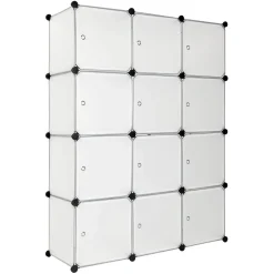Tectake Steckregal 12 Boxen Mit Türen 112x37x148cm - Weiß