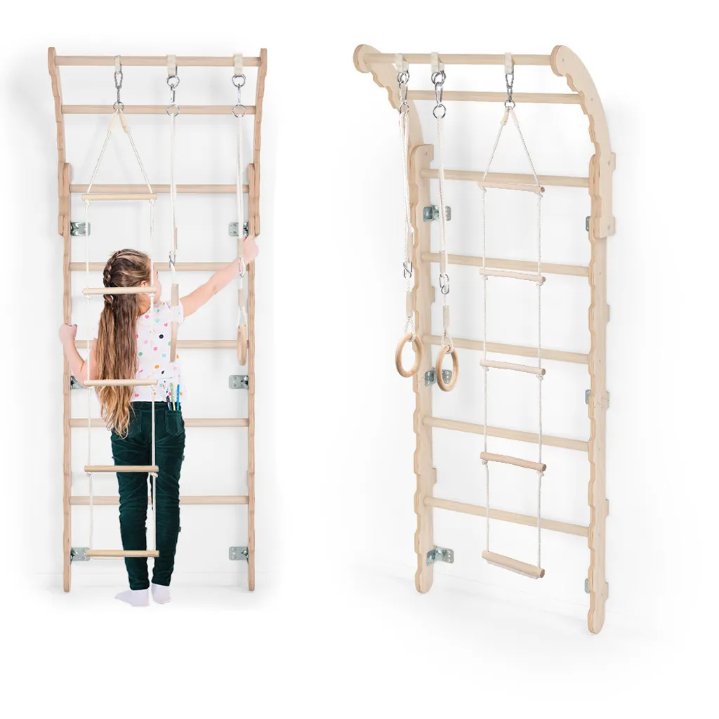 MAMOI® Klettergerüst Indoor, Sprossenwand Für Kinderzimmer, Turnringe Kinder Für Klettern, Kletterwand Und Spielgeräte, Midi Turngeräte Mit Klimmzugstange Für Drinnen, Sportgeräte Ab 3 Jahren 4 MAMOI® Klettergerüst Indoor, Sprossenwand Für Kinderzimmer, Turnringe Kinder Für Klettern, Kletterwand Und Spielgeräte, Midi Turngeräte Mit Klimmzugstange Für Drinnen, Sportgeräte Ab 3 Jahren – Bild 4