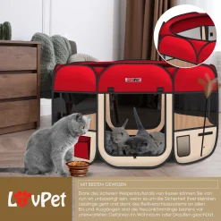 LOVPET® Welpenlaufstall Tierlaufstall Faltbar Für Kleintiere Hunde, Katzen Inkl. Hundenapf Hundelaufstall Freigehege Oxfordgewebe Pop-up System Indoor & Outdoor, Farbe:Rot / Beige -Garten- & Gewächshäuser Geschäft c09259cbaf29bf7270bb306ed11a483c
