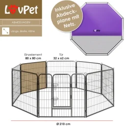 LovPet Welpenlaufstall Freilaufgehege Welpenauslauf Hundelaufstall Tierlaufstall Hunde, Mit Tür Und Wetterfester Laufstall Für Hund, Katze, Welpe, Kaninchen, Meerschweinchen, Größe:XXL (mit Schutzplane) -Garten- & Gewächshäuser Geschäft c0be3578a98d239c61bcab4f5ce18bf7