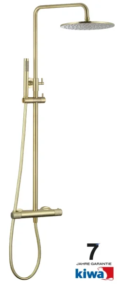 Bäder Boutique AquaNovo Rain Duschsystem Mit Thermostat 25 Cm, Gold Gebürstet