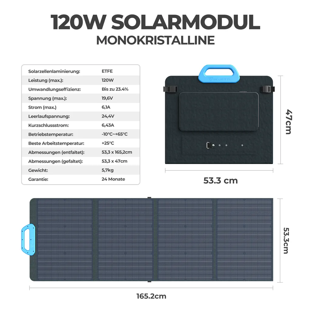 BLUETTI Stromerzeuger EB55 Mit PV120 Solarpanel, 537Wh LiFePO4 Batterie Mit 1 X 100W PD Type-C, Solar Generator Hat 400W PV-Eingangsleistung Für Caravans,Camping,Wohnmobile 6 BLUETTI Stromerzeuger EB55 Mit PV120 Solarpanel, 537Wh LiFePO4 Batterie Mit 1 X 100W PD Type-C, Solar Generator Hat 400W PV-Eingangsleistung Für Caravans,Camping,Wohnmobile – Bild 6