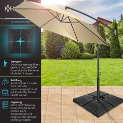 KESSER® Sonnenschirmständer 4-teilig Schirmgewicht Schirmständer Für Ampelschirm Bodenkreuz 90 Liter / 120 Kg Befüllbar Mit Wasser Oder Sand Inkl. Metallverbinder Ampelschirmständer Kunststoff, Farbe:Schwarz -Garten- & Gewächshäuser Geschäft c103eef336126f612487317cee06acf4