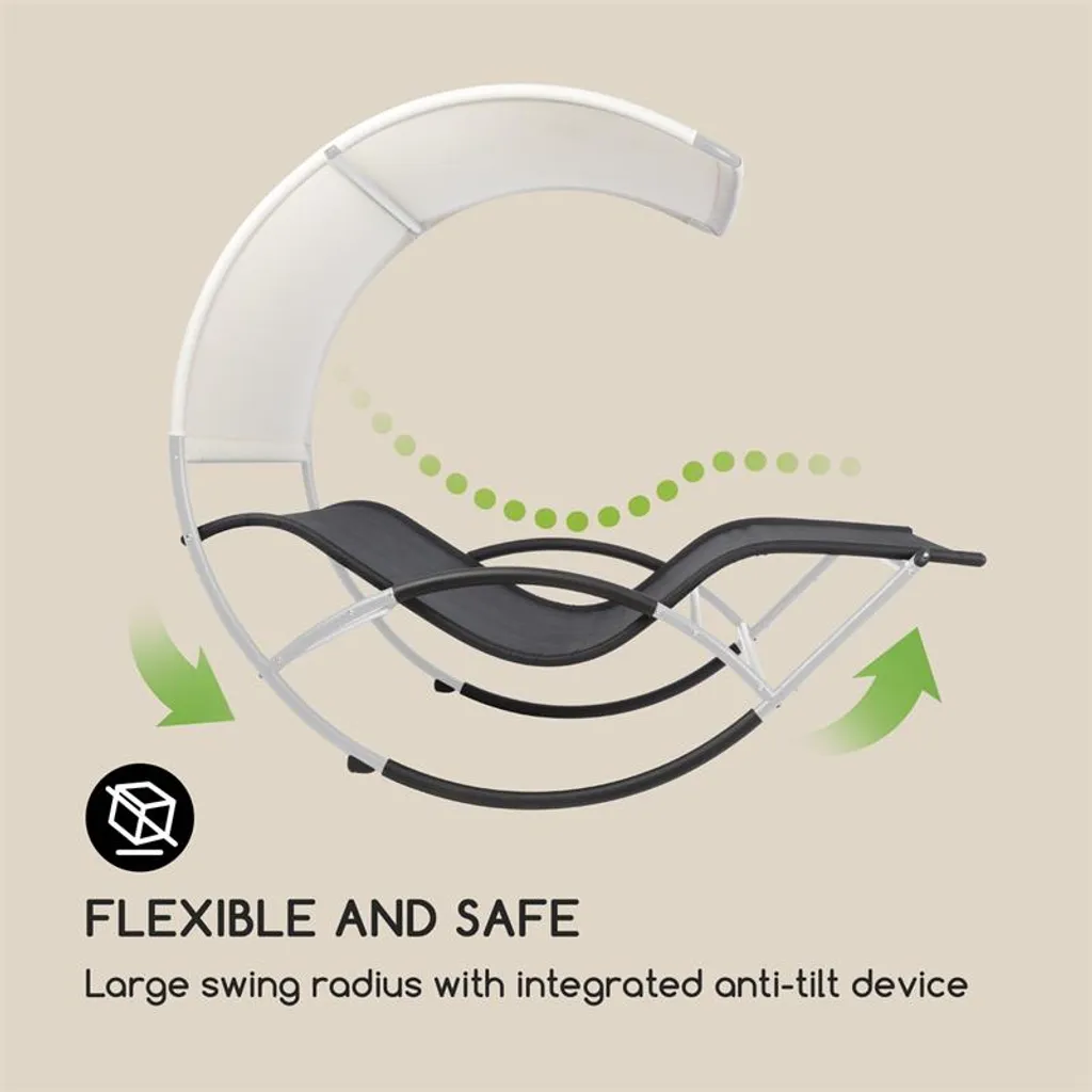 Blumfeldt The Big Easy Ergonomische Schaukelliege - Schwingliege , Gartenliege , Liegefläche Für 2 Personen , Wasserdichtes, Abnehmbares Dach , Stahl-Rahmen , Drinnen/Draußen , Wetterfest , Silber 3 Blumfeldt The Big Easy Ergonomische Schaukelliege - Schwingliege , Gartenliege , Liegefläche Für 2 Personen , Wasserdichtes, Abnehmbares Dach , Stahl-Rahmen , Drinnen/Draußen , Wetterfest , Silber – Bild 3