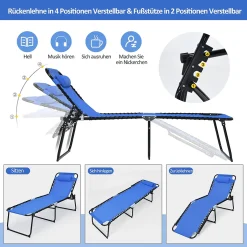 COSTWAY Klappbare Sonnenliege, Gartenliege 5 Stufen Verstellbar, Campingliege Klappbett, Liege Bett Bis 120 Kg Belastbar, Reiseliege Für Pool, Strand (Marineblau) -Garten- & Gewächshäuser Geschäft c15fdf6f16dd2c07361d85e8260a7780