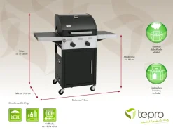 Tepro Gasgrill Keansburg 2 SE, 2-Brenner, Gussrost, Abklappbare Seitenablagen -Garten- & Gewächshäuser Geschäft c1ac59dce235cbd551b23385033e2c11