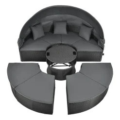 Juskys 2in1 XXL Polyrattan Sonneninsel & Sitzgruppe Puerto Plata – Set Mit Dach, Kissen, Tisch Und Hockern – Liegeinsel Lounge Wetterfest Garten -Garten- & Gewächshäuser Geschäft c1dc5ba0304db679c6132701abcb2453