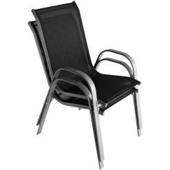 Multistore 2002 6Stk Wohaga Stapelstuhl Mit Textilenbespannung Grau/Schwarz -Garten- & Gewächshäuser Geschäft c1e21dd7ef986a5dd15dd883a58f513c