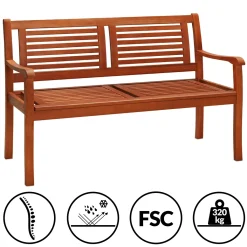 Deuba Gartenbank Bologna 2-Sitzer L 120 X T 60 X H 90 Cm,Eukalyptusholz, Bis 320 Kg Belastbar, Naturbelassen -Garten- & Gewächshäuser Geschäft c1ebde5fe00c671abdac29acbb277dc4