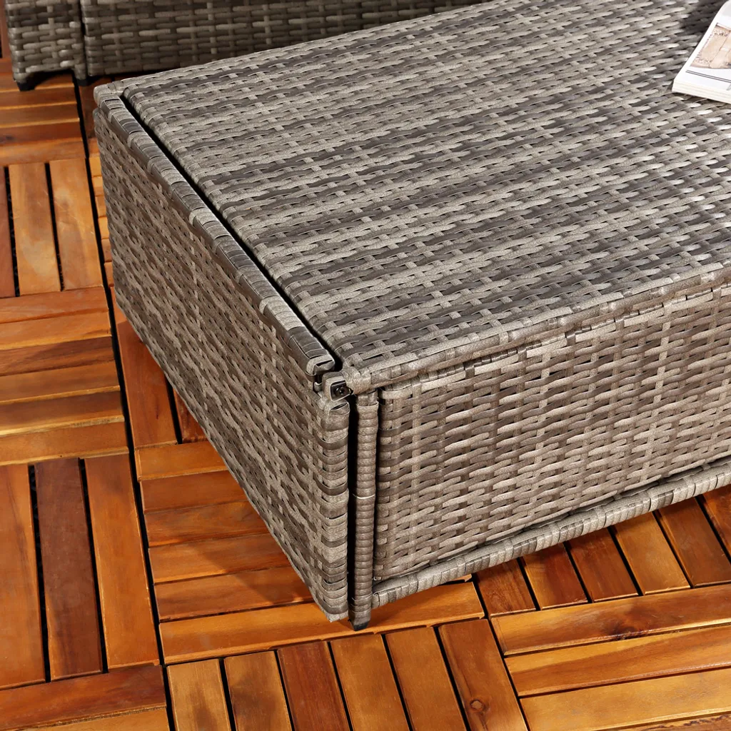 Mucola Lounge Gartenmöbel Sofa Bank Tisch Klappbar Rattan Gartenset Sitzmöbel Grau NEU 6 Mucola Lounge Gartenmöbel Sofa Bank Tisch Klappbar Rattan Gartenset Sitzmöbel Grau NEU – Bild 6