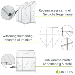 Juskys Aluminium Anlehn-Gewächshaus 2,4 M² – Treibhaus Mit Schiebetür, Fenster Zum Lüften & Stahl-Fundament – Stabiles Pflanzenhaus Für Garten 27 Juskys Aluminium Anlehn-Gewächshaus 2,4 M² – Treibhaus Mit Schiebetür, Fenster Zum Lüften & Stahl-Fundament – Stabiles Pflanzenhaus Für Garten -Garten- & Gewächshäuser Geschäft c2797ddc41e9a9fe8a6b091da3b1fc0b