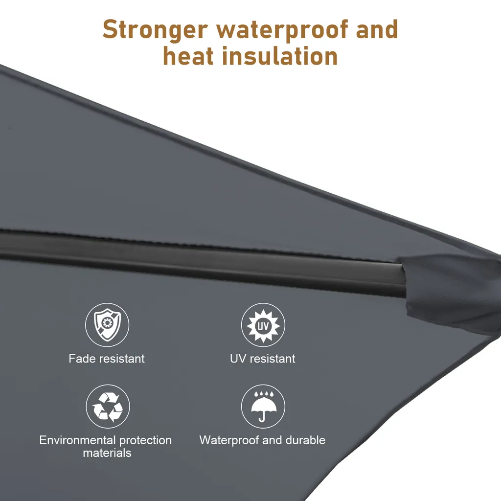 EINFEBEN Sonnenschirm Alu Ampelschirm ? 350cm Grau Gartenschirm Mit Staender, Hoehenverstellbar, Klappbar, UV-Schutz 40+ Diverse Farben Wasserabweisende Marktschirm 2 EINFEBEN Sonnenschirm Alu Ampelschirm ? 350cm Grau Gartenschirm Mit Staender, Hoehenverstellbar, Klappbar, UV-Schutz 40+ Diverse Farben Wasserabweisende Marktschirm – Bild 2