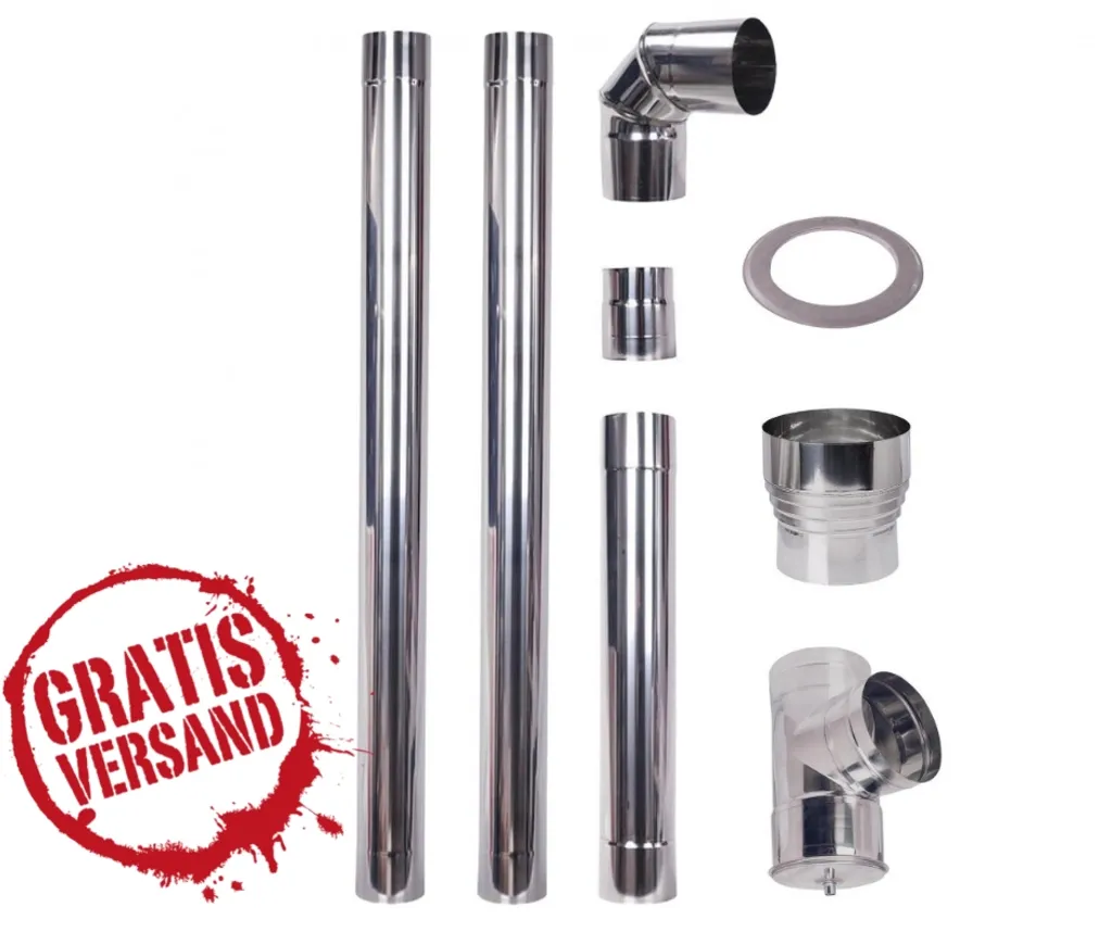 Spiroduct Schornstein Bausatz Für Pelletofen, Edelstahl AISI 304, 80-150mm 1 Spiroduct Schornstein Bausatz Für Pelletofen, Edelstahl AISI 304, 80-150mm