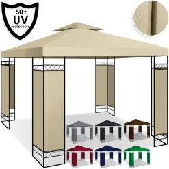 KESSER® - Pavillon 3x3m Wasserabweisend UV-Schutz 50+ Metall Gestell Partyzelt Gartenzelt Luxus Gartenpavillon 9m² Festzelt, Farbe:Grau