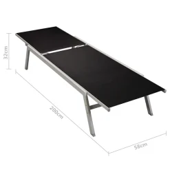 VidaXL Sonnenliegen 2 Stk. Mit Tisch Stahl Und Textilene Schwarz -Garten- & Gewächshäuser Geschäft c2da328cebb2363d75bd987f9c034861
