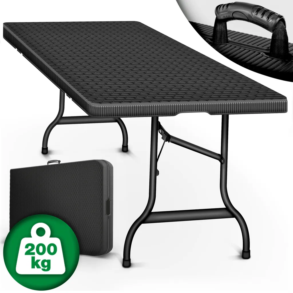 Tillvex Gartentisch Klappbar Rattan Optik 180x75cm | Buffettisch Mit Tragegriff | Klapptisch Für Garten Terrasse Und Balkon | Campingtisch 6 Personen 1 Tillvex Gartentisch Klappbar Rattan Optik 180x75cm | Buffettisch Mit Tragegriff | Klapptisch Für Garten Terrasse Und Balkon | Campingtisch 6 Personen