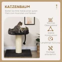 PawHut Stabiler Katzenbaum Für Große Katzen, XXL, Katzenkratzbaum Mit Katzenbett, Kletterbaum, Kratzbaum Mit Sisalsäule Und Spielseil, Katzenmöbel, Spielbaum, Grau -Garten- & Gewächshäuser Geschäft c372202022cfe1157a41f43c4aa26462