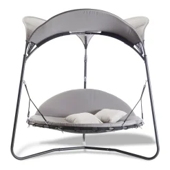 LECO Doppelschwingliege, Grau, Stahl/Textilene, 209 X 209 X 205 Cm -Garten- & Gewächshäuser Geschäft c39afd5efec908f9a7d102360e2483e7