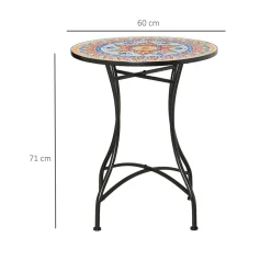 Outsunny Gartentisch Mosaiktisch Rund Bistrotisch Beistelltisch Mit Mosaikplatte Keramik Metall Rot+Blau+Weiß Ø60 Cm -Garten- & Gewächshäuser Geschäft c3a316cead91c043d759e689fdbed0ae