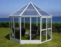 Dancover - Orangerie Polycarbonat-Gewächshaus, Achteckig 7,37m², 2,98x2,98x2,78m, Weiß