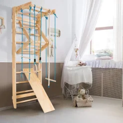 COSTWAY Sprossenwand Holz Kletterwand Mit Spielset, Turnwand Klettergerüst Inkl. Montagezubeöre, Gymnastikgerät Heimsportgerät Für Kinder Und Erwachsener -Garten- & Gewächshäuser Geschäft c3eb144dfd379bea1097db79f2898851
