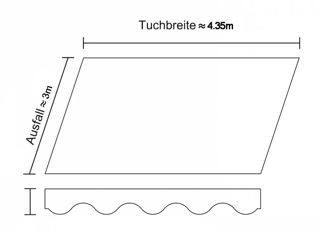 Leudus Markisenstoff Markisenbespannung Zeltstoffe Viele Farben Und Größen Wählbar Mit Volant Fertig Genäht (4.5x3m, SPD001) 3 Leudus Markisenstoff Markisenbespannung Zeltstoffe Viele Farben Und Größen Wählbar Mit Volant Fertig Genäht (4.5x3m, SPD001) – Bild 3