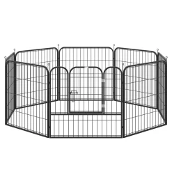 PawHut Welpenauslauf Freigehege Laufstall Für Haustier Laufgitter Laufstall Hundegehege Individuell Gestaltbare Form Mit Tür Metall 79 X 79 Cm Schwarz -Garten- & Gewächshäuser Geschäft c416a9a60edcfbf97383f9be3b958b28