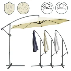 FF Europe MIADOMODO® Sonnenschirm - Ø300/350cm, Mit Ständer, Handkurbel, Neigbar, Verstellbar, Farbwahl - Ampelschirm, Gartenschirm, Marktschirm, Terassenschirm