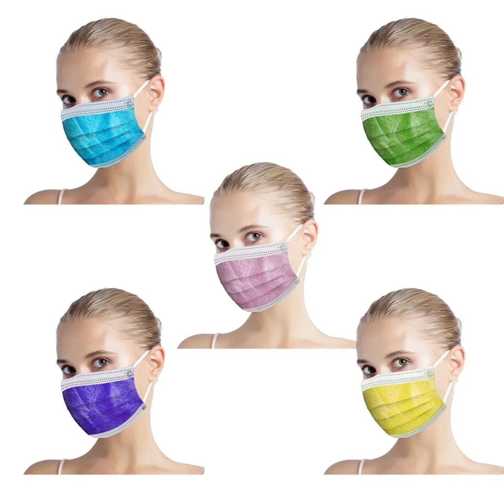 Jefety 50 Stück Erwachsene Maske Bedruckte Mundmasken Einweg-Schutz-Gesichtsmaske 3 Schichten Bunt 2 Jefety 50 Stück Erwachsene Maske Bedruckte Mundmasken Einweg-Schutz-Gesichtsmaske 3 Schichten Bunt – Bild 2