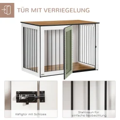 Pawhut Hundekäfig Schrank Haustierkäfig Tierkäfig Für Große Hunde Hundehütte Mit Tischoberfläche Hundebox Innen Spanplatte Dunkelwalnuss+Weiß 106 X 60 X 76 Cm -Garten- & Gewächshäuser Geschäft c4bdd65489365b049cf8d510e0eb35f3