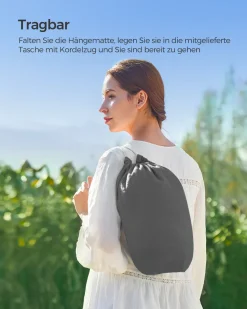 SONGMICS Hängematte, 210 X 150 Cm, Doppelhängematte, Belastbarkeit 300 Kg, Für Garten, Terrasse, Balkon, Outdoor, Camping, Mit Tragetasche, Befestigungsgurten Und Karabinern, Grau -Garten- & Gewächshäuser Geschäft c4bf2265d7a85fa118951bd21f08e4bd