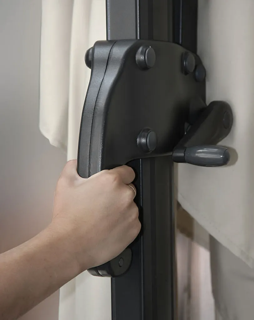 Mendler Gastronomie-Ampelschirm MCW-A96, 3,5x3,5m (Ø4,95m) Polyester/Alu 25kg Creme-grau Mit Ständer, Drehba 2 Mendler Gastronomie-Ampelschirm MCW-A96, 3,5x3,5m (Ø4,95m) Polyester/Alu 25kg Creme-grau Mit Ständer, Drehba – Bild 2