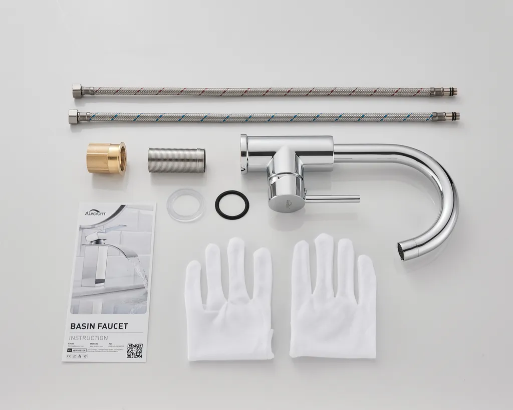 Auralum Chrom Badarmatur Waschtischarmatur Wasserhahn Bad 360° Waschbecken Armaturen Einhebelmischer Mischbatterie 8 Auralum Chrom Badarmatur Waschtischarmatur Wasserhahn Bad 360° Waschbecken Armaturen Einhebelmischer Mischbatterie – Bild 8