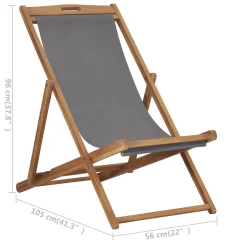 VidaXL Strandstuhl Klappbar Massivholz Teak Grau -Garten- & Gewächshäuser Geschäft c5408c2907b6105700cec9764696e8eb
