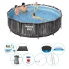 Schwimmbadpaket - Bestway Steel Pro MAX Wood 366x100 Cm - Rund