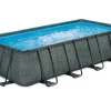 Summer Waves Premium FRAME Pool, Rattanoptik, PVC/Stahl, 549x274x132, Jede Menge Zubehör Inklusive, Rechteckig