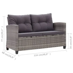 VidaXL 2-Sitzer-Gartensofa Mit Kissen Grau 124 Cm Poly Rattan -Garten- & Gewächshäuser Geschäft c5807ceb62b115c0616fb8db9d94996f