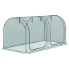 Outsunny 2,49 X 1,2 M Mini Gewächshaus, Pflanzenschutzzelt Mit Tür, Winddcihtes Tomatenhaus, Treibhaus Mit Stahlrahmen, HDPE-Netz Für Garten, Balkon, Dunkelgrün
