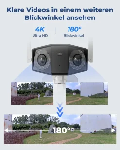 Reolink 4K Dual-Lens WLAN Überwachungskamera Aussen, 180° Ultra-Weitwinkel, Person-/Fahrzeug-/Haustier-Erkennung, 2,4/5 GHz WiFi, Farbnachtsicht, 2-Wege-Audio, Duo 2 WiFi -Garten- & Gewächshäuser Geschäft c5cfe3f2575ef02cc618c92d40615ba6