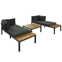 Merax Gartenmöbelset 4-teilig Loungeset Loungegruppe Aus Akazienholz Und Stahlrahmen, Balkonmöbel Set Mit Tisch Und Kissen, 250*172*67cm -Garten- & Gewächshäuser Geschäft c5f9baace351a1e765e4a9c802bce7e0 1