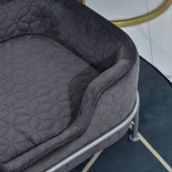PawHut Hundesofa Mit Rückenlehne Haustiersofa Mit Metallbeinen Hundebett Weichem Bezug Katzensofa Metall Grau+Silber 63,5 X 43 X 24,5 Cm -Garten- & Gewächshäuser Geschäft c643373d38df5a013d04d3c5e3403513