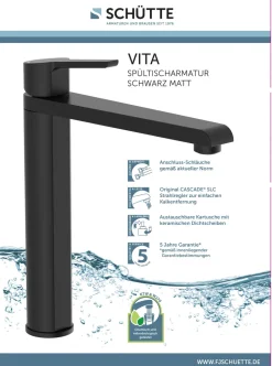 Schütte SCHÜTTE Küchenarmatur VITA, Wasserhahn Küche Mit 360° Schwenkbereich, Schwarz Matt -Garten- & Gewächshäuser Geschäft c66e0c672d17a6b8f9bcbbd2cac7e850