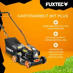 Benzin Rasenmäher | Kompaktmäher | 410mm Schnittbreite | 80ccm | 18kg | 45L | Ultraleicht, Kompakt | Bis 400m² | FX-RM4180 | FUXTEC -Garten- & Gewächshäuser Geschäft c677a9268bad682265c02e8dd6042127