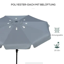 Outsunny Sonnenschirm Terrassenschirm Marktschirm Ø2,66 M UV-Schutz 50+ Gartenschirm 8 Rippen Verstellbar Dunkelgrau -Garten- & Gewächshäuser Geschäft c677b40e3c2028fbb6eae38dcc3ec3a4