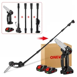Yofidra 2-in-1 3500W 6 Zoll Elektrokettensägen Hohe Astsäge Garten Handkettensäge Mit 2.25m Teleskopstange Und 2 Akkus