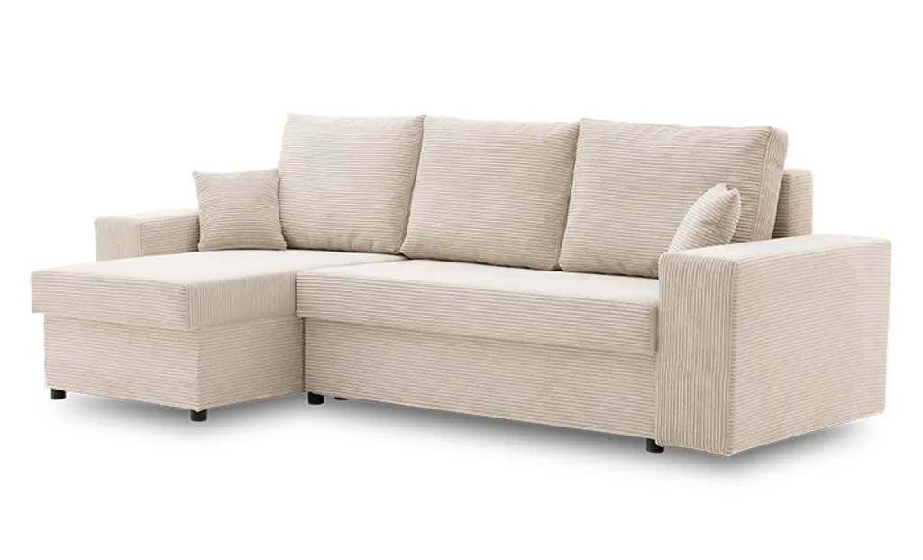 Adams Group Ecksofa Judo 249x137 Mit Schlaffunktion Und Bettaksen - L-förmig - Modernes Design - Moderner Cordstoff POSO - Kissen - POSO 100 BEIGE 2 Adams Group Ecksofa Judo 249x137 Mit Schlaffunktion Und Bettaksen - L-förmig - Modernes Design - Moderner Cordstoff POSO - Kissen - POSO 100 BEIGE – Bild 2