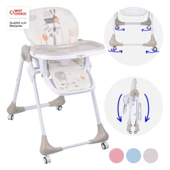 Daliya® SITONMI 3in1 Kinderhochstuhl - Babyliege Kinderstuhl Babystuhl Hochstuhl Mit 4 Räder - Korb - Neugeborenen Einlage 7 Fach Höhenverstellbar ( Beige )